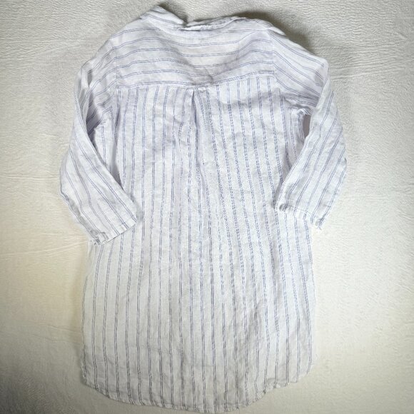 Rosemarine 100% Linen White Striped Made In Italy Button Tunic Shirt Small Cover - Picture 3 of 6